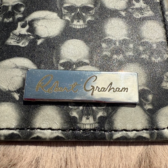 Robert Graham Leather Skull Credit Card Sleeve Holder Wallet Logo Black NEW